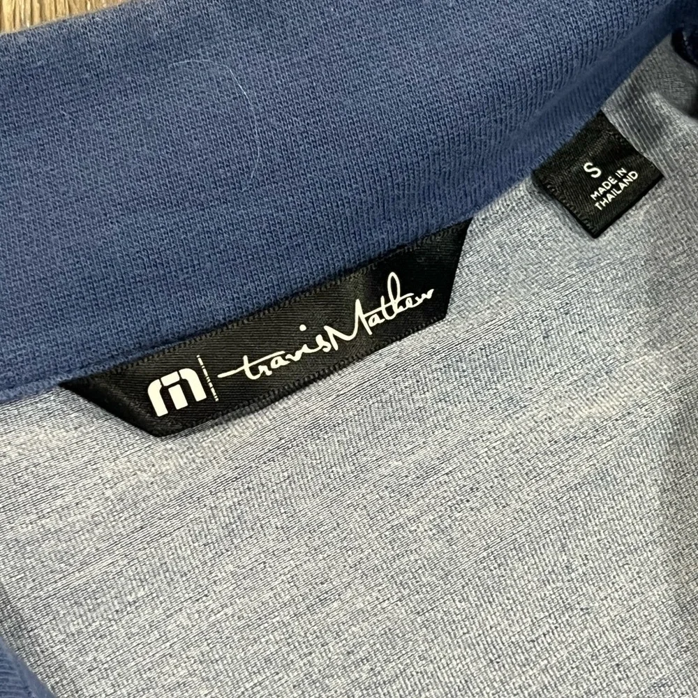 Travis Mathew Size Small Navy Stripe Pullover Half Zip Golf Performance Sweater